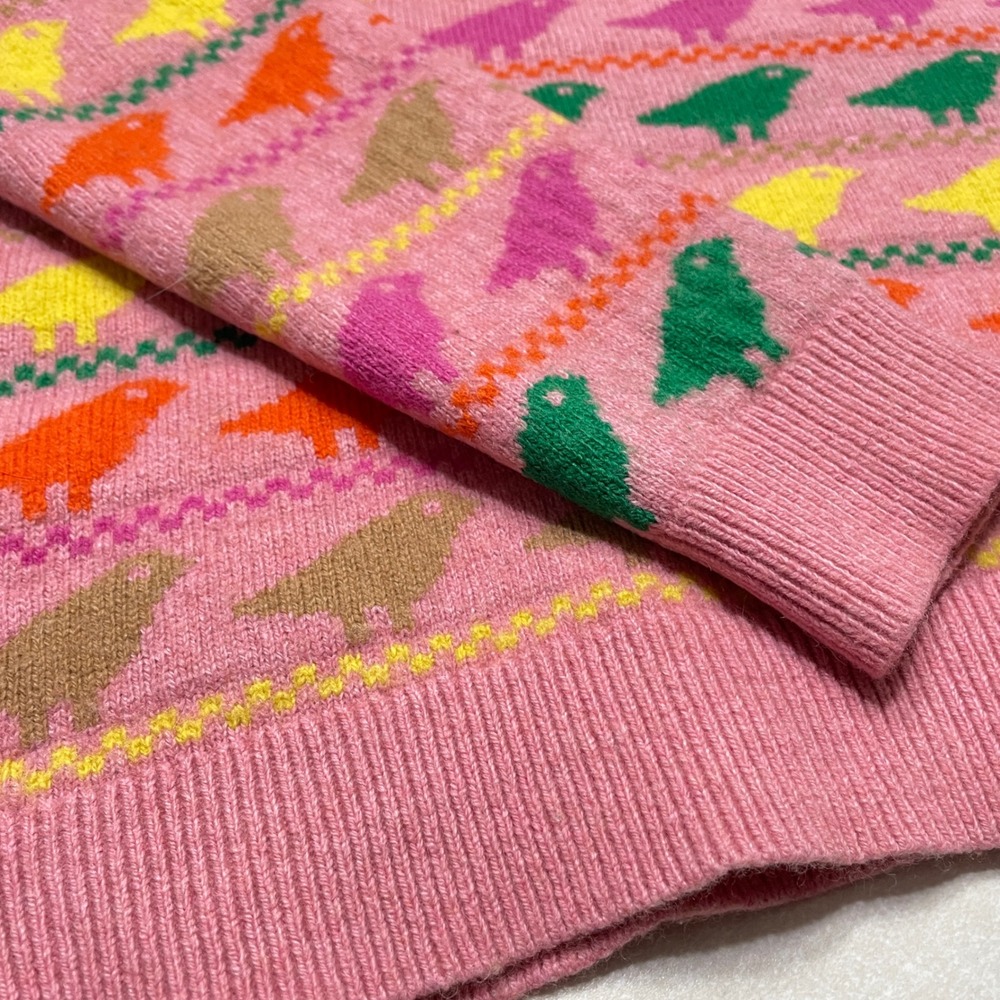 Boden Edie Fair Isle Sweater Pink Colorful Bird Animal Print Crew Neck Jumper - Picture 7 of 15